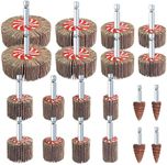 AUPREX 20 Pcs Abrasive Flap Wheel Sander Set, 80 Grits Drill Sander Attachment with 1/4 Inch Hex Shank, Die Grinder Sanding Wheel Accessories 10 Sizes