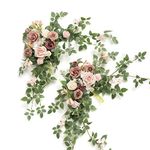 Ling's Moment 2PCS Dusty Rose Arch Flowers Artificial Floral Swags Wedding Centerpieces Faux Flower Garland Greenery Arrangements for Engagement Party Sweetheart Table Decor Welcome Signs Wall