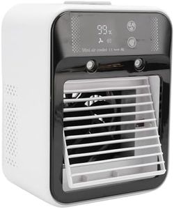 Bewinner Portable Desktop Air Cooler with Mist, USB Rechargeable Personal Mini Air Conditioner with Digital Display, Low Noise Fan for Home Office Camping