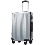 Coolife Luggage Expandable Suitcase PC+ABS with TSA Lock Spinner 20in24in28in (Sliver, S(20in)_Carry on)