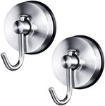 YOHOM Suction Cup Towel Hooks Shower Rack Bathroom Towel Holder Kitchen Door Wall Hanger Vacuum Wreath Hook for Coat Robe Bathroom Accessory Storage Heavy Duty No Drill Brushed Stainless Steel 2Pcs