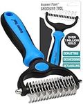 Maxpower Planet Pet Grooming Brush - Double Sided Shedding, Dematting - Undercoat Rake for Dogs - Dog Grooming Brush - Deshedding Brush for Dogs - Dog Brush, Cat Brush, Reduce Shedding by 95%, Blue