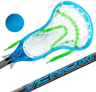 Franklin Sports Kids Mini Lacrosse Stick + Ball Set - Venom Youth Plastic Lacrosse Stick for Beginners - Perfect Set for Kids + Toddlers - Blue, 34"