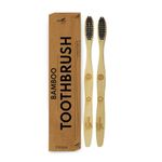 IMVELO GREEN YOUR HYGIENE Manual Bamboo Toothbrush | Adult, Pack Of 2 + 1 Free | Charcoal Activated | Soft Bristles Brush Toothbrush| Natural & Ecofriendly Oral Care | Biodegradable Wooden