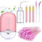 55 PCS Mini Portable Fans USB Rechargeable Handheld Bladeless Air Conditioning Cooling Refrigeration Fan,Lash Shampoo Brushes,Plastic Wash Bottle Squeeze Bottle (55 PCS Pink Set)