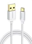 UGREEN Micro USB Cable Nylon Braided Fast Quick Charger USB to Micro USB 2.0 Android Charging Cord for Galaxy S7 S6 S5 Edge A10, J3 Prime, Redmi Note 5 Pro, PS4, Xbox One Controller, White, 3ft