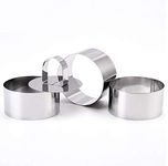 Flunyina Round Food Molding Set, Plating Forming Rings, Stainless Steel Cutters/Food Ring Sets, 3.15 by 1.5-Inches High, Includes 3 Rings and 1 Fitted Press