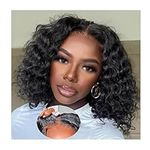 Wear and Go Glueless Wigs Human Hair Pre Plucked Deep Wave Bob Wig Human Hair Lace Front Wigs for Beginners Upgraded No Glue Pre Cut 4x4 Lace Closure Glueless Wigs for Black Women Human Hair 12 Inch