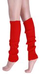 CHUNG Women Juniors Knitted Leg Warmers 16" Neon Party Dance Sports Fitness Halloween Accessory Pack of 1/2/3, 1 Pair-red, Length -16 inch