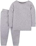 Lamaze Baby Girls' Super Combed Natural Cotton Thermal Long Johns, 2 Piece, Gray, 5 Years