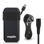 Maplin 60W USB-C Laptop Charger Power Supply with 2.2m Cable 100-240V for MacBook Pro/Air, Dell, Lenovo Thinkpad, Chromebook, HP, Acer, Asus, Samsung, Google, Switch