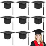 Geyoga 8 Pieces Graduation Cap with Tassel Adjustable Adults Graduation Hat for Men and Women 2024 Graduation Hat for Bachelor Master College High School Ceremony Black, Black, as pictures shown