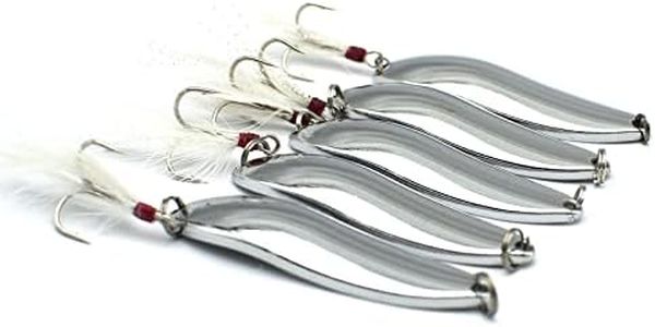 10 Pieces 22g Fishing Lures Spoons Saltwater Treble Feather Hooks Hard Metal Spinner Baits Casting Spoon Silvery for Salmon Bass…