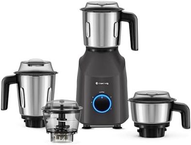 Atomberg Yulia 750 Watt Mixer Grinder | 4 Multipurpose Jars including Chopper Jar | Coarse Mode for Silbatta-like Textures | Powerful Intelligent Motor | Advanced Safety Features | Pebble Grey