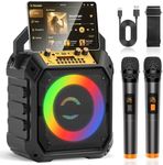 Karaoke Machine for Adults & Kids with 2 Wireless Microphones, Portable Bluetooth Karaoke Speaker with Echo Adjustment, LED Lights, TF/USB/AUX,FM,REC for Home Party, Family Fun