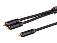 Monoprice 138075 RCA to 2 RCA Pigtail Cable - 6 Feet - Black, M/Gold Plated Connectors, Double Shielded with Copper Braiding - Onix Series