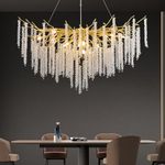 AHXIAOZN Modern Crystal Chandelier Lighting,Round Chandeliers Lights,G9 Lamp Holder,K9 Crystal Pendant Light Hanging Lamp for Living Room, Dining Room, Restaurant（Gold,120cm）