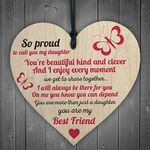 RED OCEAN Proud Of My Daughter Wooden Hanging Heart Sign Plaque Daughters Love Keep Sake Gift