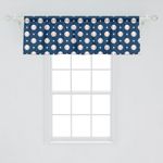 Ambesonne Sports Window Valance Pack of 2, Baseball Patterns on Vertical Striped Background Stars Design, Rod Pocket Curtain Valances for Kitchen Bedroom, 54" X 18", Blue Red