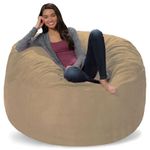 LABEL NJ- Bean Bag Filled Microfiber Velvet Ultrasoft Luxury Cushion Bean Bag Extra Comfort Big Jumbo Unisex Adults for Living Room with Soft Peaceful Comfort with Bean Fillers (XXXXL, Ivory)