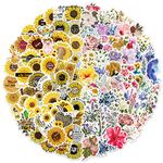 Sunflower Stickers Flower Stickers for Kids|100-Pack | Cute,Waterproof,Aesthetic,Trendy Stickers for Teens,Girls,Perfect for Laptop,Hydro Flask,Phone,Skateboard,Guitar, Plants Stickers for Kids Adult Teens (Flower Stickers)