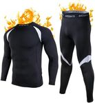 Muezna Men's Thermal Top and Bottom Set Underwear Long Johns Base Layer with Soft Fleece Lined Black