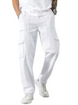 AVANOVA White Bell-Bottom Men Cargo Jeans II Men Cargo Pants II Denim Cargo for Men II Cotton Pant II Wide Legs II Flap Pockets II Cargo for Men (Jeans-119-White-2-32)