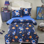 Seward Park Space Navy Twin XL Comforter Sets for Boys Girls Kids Teen 5 Pieces Bed in a Bag Galaxy Astronaut Comforter with Sheet Sets Dorm Bedding Set