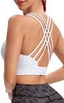 Botel Sports Criss Cross Back Strap Bras for Women, Comfort Support Bra, 12201 White, Large Plus