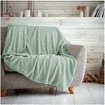 GC GAVENO CAVAILIA Popcorn Sofa Bed Blanket, Snuggle Waffle Throw, Fleece Blankets, Duck Egg, 200X240 Cm