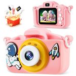 Kids Camera 48MP and 1080P HD Digital Selfie Video Camera for Kids Age 3-12 Year Old Boys and Girls, IPS Screen with 32GB SD Card Digital Camera for Birthday (Astronaut Pink)