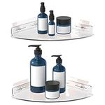 Vdomus Shower Caddy Shelf Set of 2 - No Drill Shower Shelves That are Easy to Install Bathroom Storage Solution with Adhesive Bathroom Shelving & The Shape Makes Them Ideal Shower Organizer Corner