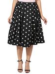 Mannat Diva Small Black Polka Print Mid Calf Length Women Panel Polyester Skirt (Large)