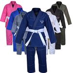 Jayefo Kids Brazilian JIU Jitsu GI for Boys and Girls IBJJF Legal BJJ Lightweight Soft Preshrunk Grappling Children Youth MMA Free White Belt-2 Year Warranty (Navy, K0)