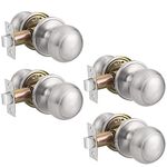 Probrico Brushed Nickel Passage Door Knobs, Interior Door Knobs, Keyless Door Knobs for Hallway, 4 Pack