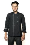 Professional Chef Coat For Men and WomenTraditional Black Chef Coat With White Piping Contrast, Detachable Button Poly/Cotton Size(M, BLACK)