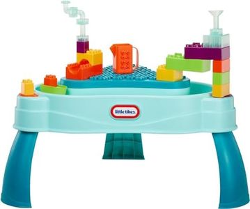 Little Tikes Build & Splash Water Table with 25 Piece Accessories - Wet/Dry Play, Indoor/Outdoor with Removeable Grow-with-Me Legs