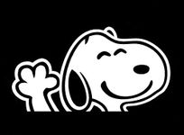 Snoopy Waving Hi Car Window Vinyl Decal Sticker | 6 X 3.2 in CCI198