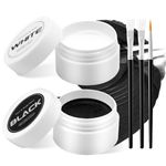 QIUFSSE Black and White Face Painting Kit Professional Halloween Face Paint,Oil Based Face Paint Halloween Makeup Kit with 3Pcs Facepaint Brushes,Body Paint for Cosplay,Costume and Theater