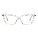 Jurchio Womens Cat Eye Reading Glasses Fashion Crystal Eyewear Frame (Crystal Clear, 1, Dioptres)