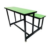 SOMRAJ School Bench Duel Desk Bench Medium Bench Double Student Bench Cum Duel Desk Strong and Sturdy Metal Standard Structure with Wooden Top (for Classes 3rd to 7th)