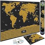 WIDETA Scratch off world map with flags of countries (60 x 42 cm)/ Including Europe Map and accessories