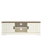 Galano Edison Wide TV Unit, Entertainment Centre for up to 65" TV, 150cm TV Unit with 2 Sliding Doors, TV Stand Cabinet for Living Room, Large Storage (Ivory/Oak)