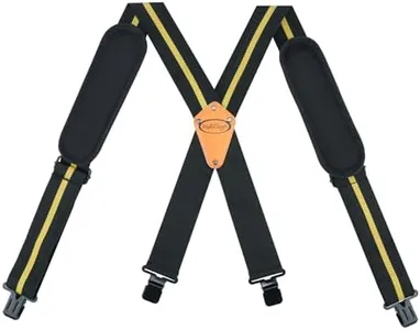 MELOTOUGH Tool Belt Suspenders Work Belt Suspenders for Heavy Duty Work Movable shoulder Padded Suspenders for Tool Belt (Yellow Strip)
