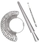 Meowoo Ring Sizer Measuring Tool Set,Ring Gauges with Finger Sizer Mandrel Ring Sizer Tools for Jewelry Sizing Measuring (Sliver)