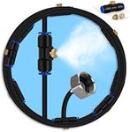 lifeegrn Misting Cooling System, Outdoor Misting System for Patio, 60 FT Misting Line+15 Mist Nozzles+3/4" Brass Adapter,Outdoor Mister System for Patio Garden Trampoline Greenhouse