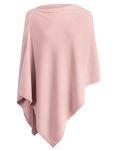 PULI Women Button Knitted Shawl Poncho Blanket Cape Cardigan Wrap Scarf One Size (Light Pink)