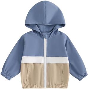 TheFound Toddler Baby Boy Jackets Contrast Color Zip Up Long Sleeve Hoodie Coat Outwear Infant Baby Fall Winter Top Clothes (Blue, 18-24 Months)