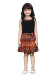 Dear Me Girls Cotton Blend Fit & Flare Abstract Print Orange Colour Dress for Baby Girls and Teen Girls 3 Years to 16 Years