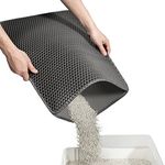 Conlun Cat Litter Mat Kitty Litter Trapping Mat Honeycomb Double Layer, Urine Waterproof, Easier to Clean, Litter Box Mat Scatter Control, Less Waste, Soft on Paws, Non-Slip (25" x 15", Gray)